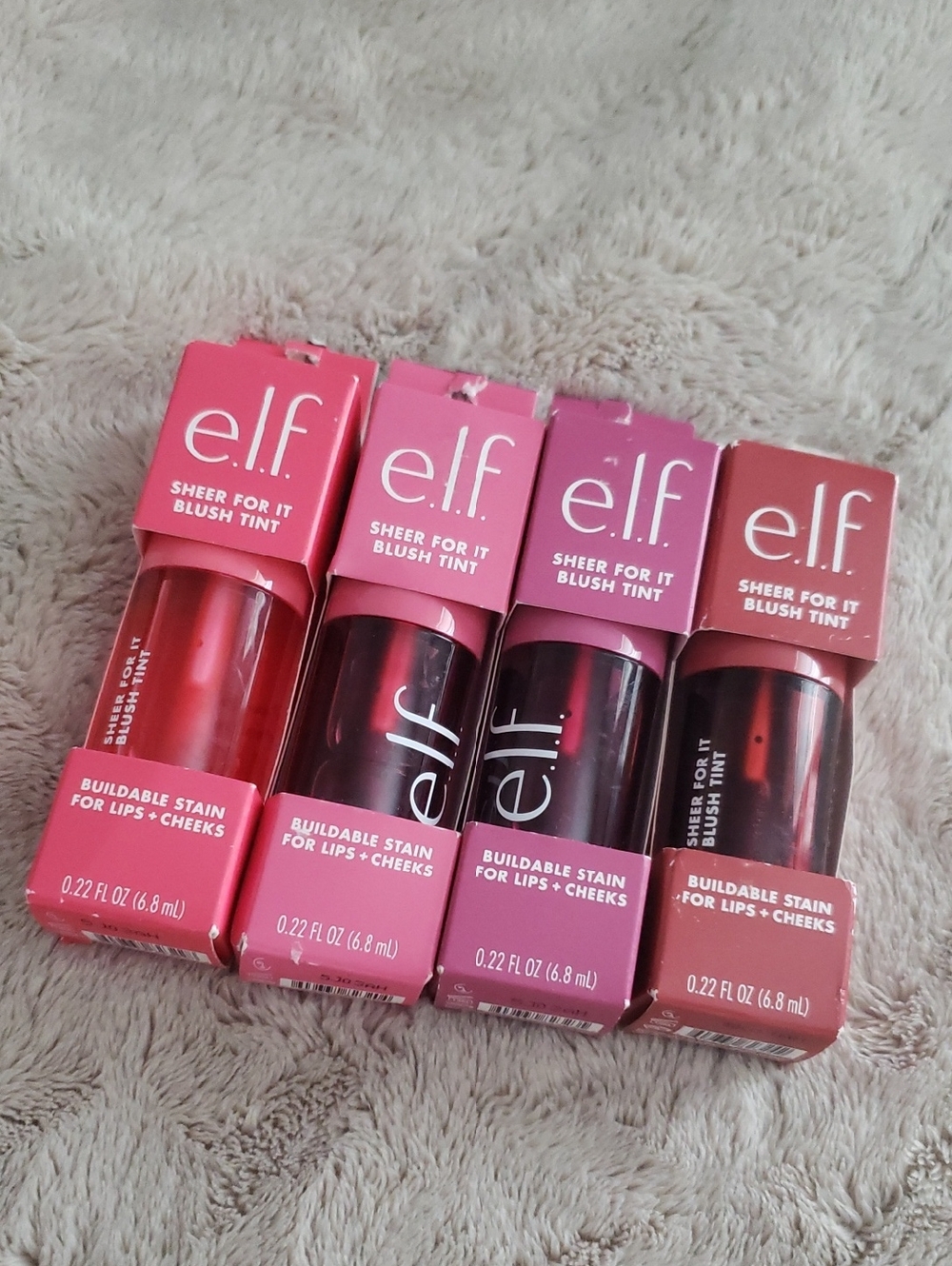 E.L.F. SHEER FOR IT BLUSH TINT STAIN FOR LIPS AND CHEEKS 4 LOT!! BRAND NEW!!!